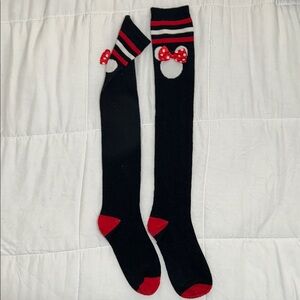 Disney Minnie Mouse Black and Red Knee-High Socks with Bow